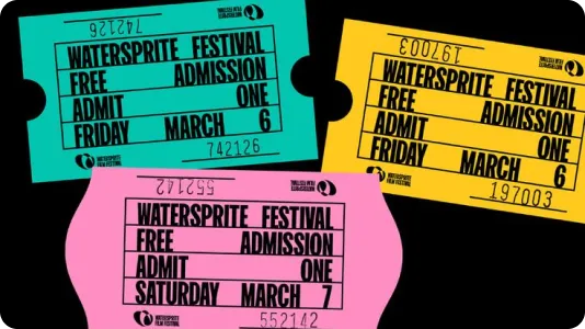 tickets de cinéma vert, jaune et rose